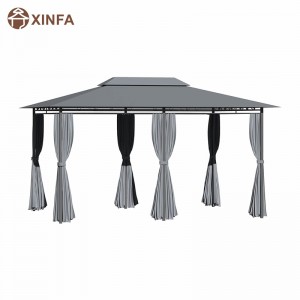10 \\\\ \'x 13 \\\\\' Outdoor Soft Top Gavebo Pergola mit Vorhängen, 2-stufiger Stahlrahmen Pavillon für Terrasse, Salbeigrau
