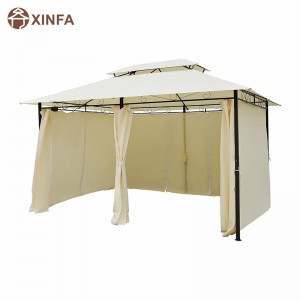 10 \\\\ \'x 13 \\\\\' Outdoor Soft Top Gavebo Pergola mit Vorhängen, 2-stufiger Stahlrahmen Pavillon für Terrasse, Creme weiß
