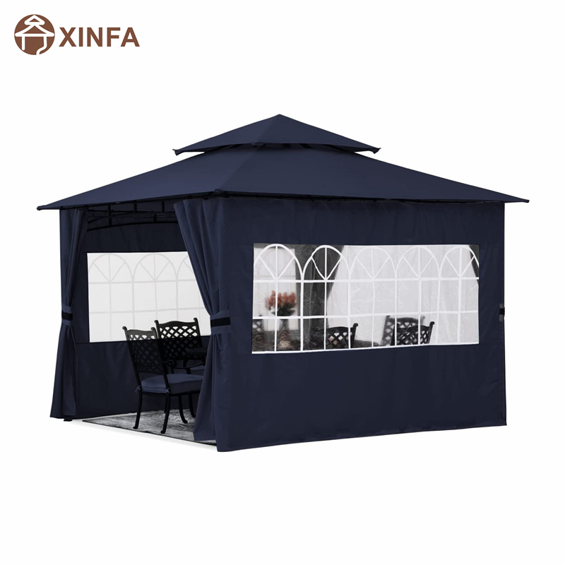 10\'x10 \'Outdoor Pavillebo für Terrasse mit Kirchenfenster Seitenwänden, blau
