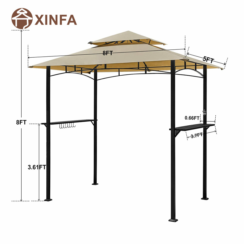 8 \\\\ \'x 5 \\\\\' 2-tierende Baldachin Top Grill Pavillon Outdoor Terrasse Grill-Pavillon-Tierheim mit stabilem Stahlrahmen